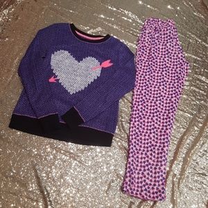 Juniors pink and purple warm pajamas set